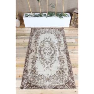 Tapis turc 3,8x6,7 pieds, tapis en laine vintage à motifs floraux marron - Product Image 1