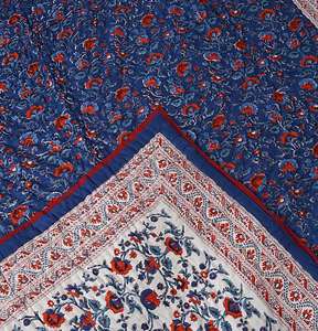 Edredón Kantha hecho a mano, estampado de bloques florales negros en algodón indio Beige, juego de cama de hotel de invierno suave de alta calidad para uso doméstico - Product Image 6