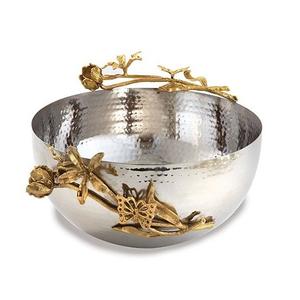 Bol de dattes à dessert en acier inoxydable avec support en laiton à feuilles Bol à chocolats de taille personnalisée au design antique - Product Image 2