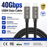 Kabel USB4 LUNG KAY OEM 240W PD3.1 40Gbps Kecepatan Tinggi 8K 60Hz Video Tipe C ke C Kabel Data Kompatibel Thunderbolt 4/3
