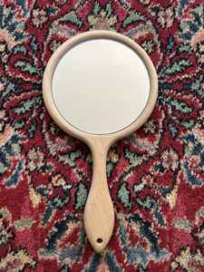 Espejo de mano hecho a mano de madera de acacia con mango espejo de tocador y aseo de madera natural para cuidado personal, uso decorativo - Product Image 5