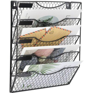 Porta Revistas de Pared con Diseño de Hojas, Organizador de Documentos, Soporte de Almacenamiento de Documentos de Color Negro - Product Image 5