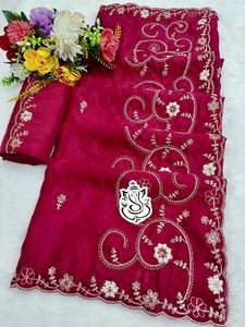 ผ้าส่าหรีอินเดียสำหรับผู้หญิง รุ่นมัลติโค้ดดิ้ง พิตต้า ดาการ์ พร้อมงานปักเลื่อม ขอบผ้าปาลลูหรูหรา ดีไซน์เนอร์คัทเวิร์คบริเวอร์ดจ์ และลายบุตติ - Product Image 2