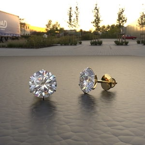 Avarta Jewellery Oro de 18K 2 quilates Cada uno Moissanite Solitaire Stud Pendientes - Product Image 3