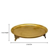 Bandeja de servicio clásica de latón para el hogar Hotel y restaurante Bandejas de servicio de latón de último diseño dorado Suministros de utensilios de cocina de forma redonda - Product Image 2