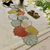 Chemin de table et set de table modernes faits à la main, multicolores, brodés de fleurs, commande personnalisée