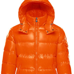 Veste d'hiver personnalisée 2025 pour hommes, style mode de haute qualité avec capuche orange, tissu en toile design à bulles - Product Image 5