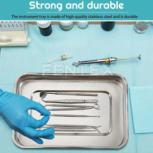 Stainless Steel Dental <b>Instruments</b> <b>Surgical</b> Medical Storage Box <b>Instrument</b> Tray Organizer Holder With Lid & Handle Grip - Product Image 3