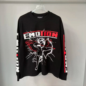 T-shirts surdimensionnés en coton pour hommes, mode en gros, haute qualité, MIXED EMOTION, T-shirt à manches longues - Product Image 1