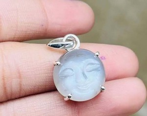 Fabriqué à la main 925 argent forme ronde CZ réglage 10MM gris blanc Agate pierre précieuse pendentif lunette ensemble pour cadeau d'anniversaire pour elle - Product Image 3