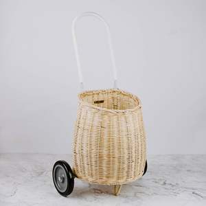 Cesta de mimbre con ruedas para niños pequeños, cesta de almacenamiento hecha a mano - Product Image 3