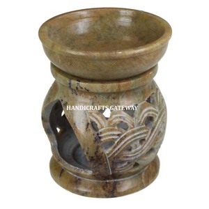 Quemador de aceite aromático de Esteatita natural tamaño estándar hecho a mano color natural usado regalo para decoración propósito para invitados - Product Image 1