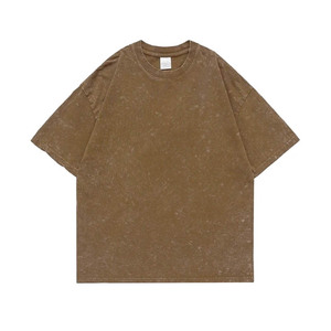 OEM venta al por mayor logotipo personalizado peso pesado Camiseta 100% algodón lavado ácido camiseta con logotipo de microfibra camisetas - Product Image 4