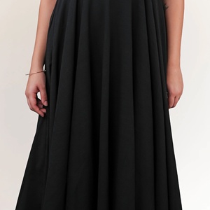Vestido Midi Negro de Algodón para Mujer, Estilo ODM, Elegante y Casual, con Cuello Cuadrado, Cintura Natural, Transpirable, Largo hasta la Rodilla - Product Image 3