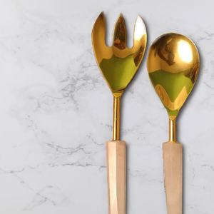 Cuillères de lave-vaisselle à manche en or fantaisie en acier inoxydable de qualité supérieure finition argentée ustensiles de service de dîner modernes pour la fête - Product Image 4