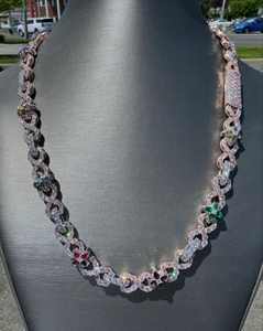 Testeur de diamants Hip Hop Argent S925 Glacé Bling 3 rangées 14mm-20mm VVS Moissanite Chaîne cubaine pour hommes 16/18mm - Product Image 4