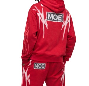 <b>Red</b> Full Zip <b>Hoodie</b> Set with All-Over Graphic Print 420 GSM Cotton Fleece Relaxed Fit OEM Wholesale Manufacturing - Product Image 2