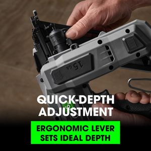 ชุดเครื่องยิงตะปูไร้สายแบบมุมฉาก ขนาด 15 เกจ พร้อมแบตเตอรี่ลิเธียม 2.5 แอมป์ชั่วโมง เครื่องชาร์จเร็ว 160 วัตต์ และหัวยิงตะปูขนาด 1-1/4 นิ้ว - Product Image 6