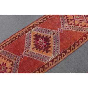 พรมเฮอร์กีตุรกี ขนาด 3.1x9.5 ฟุต (94x289 ซม.) ลายพรางสีแดงแบบวินเทจ - Product Image 4