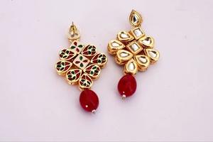 Top fabricant indien dernière conception élégante ethnique de haute qualité plaqué or Kundan collier boucles d'oreilles Tikka femmes accessoires - Product Image 4