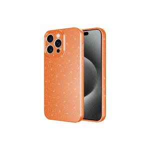 Coque de protection pour appareil photo Netzy Luxury Glitter en silicone pour iPhone 15 Pro Max, orange, finition électrolytique, matériau PC, élégante, style INS - Product Image 1