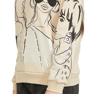 Sweat-shirt imprimé en molleton surdimensionné grande taille pour femmes automne hiver de haute qualité Logo imprimé sur le devant disponible en gros - Product Image 4