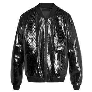 OEM Custom Cowhide <b>Genuine</b> 100% Leather Windproof Cotton <b>Nylon</b> Jacket Zipper Closure Men Leather Jacket - Product Image 1