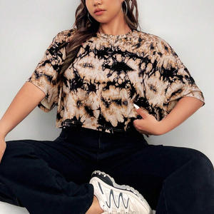 T-shirts en coton tie-dye OEM pour femmes impression personnalisée de tissu respirant d'été avec logo et options de marque privée - Product Image 5