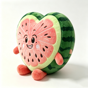 Peluche de sandía en forma de corazón personalizado, almohada de peluche con forma de rodaja de sandía, lindo peluche con forma de fruta - Product Image 4