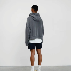 Pull à capuche gris foncé personnalisé en coton mélangé doux chaud polaire poche kangourou confortable tenue décontracté - Product Image 5