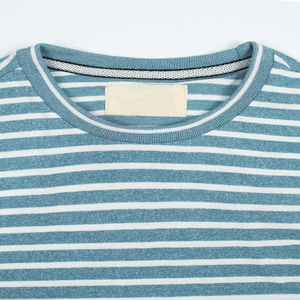 เสื้อยืดแขนสั้นลายทางสำหรับผู้ชายเสื้อยืดคอตตอนระบายอากาศ - Product Image 2