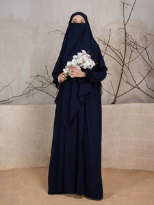 Personnalisé EID Dubai Abaya Ensemble 100% Polyester CYK Crickle Tissu Prière Femmes Robe 2 Pièces Hijab Abaya Ensemble Femmes Robe Musulmane - Product Image 6
