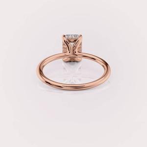 IGI Certified Radiant Cut Lab Grown Diamond Engagement-Wedding <b>Ring</b> with Hidden Halo in 9K Yellow / White & Rose Gold - Product Image 3