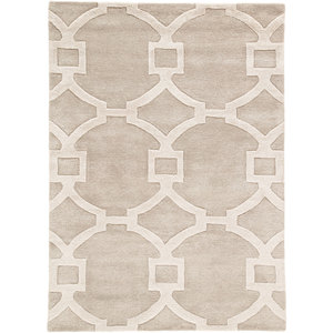 Tapis Taq-193 Contour gris et noir à motifs géométriques, tissé à la main en laine et viscose, pour usage domestique - Product Image 1