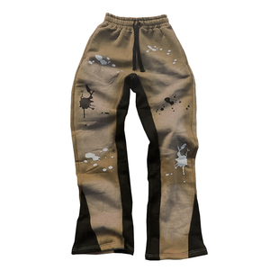 Best Selling Mid Waist Flared Sweatpants Casual Jogger Track Pants With Sun Fad Acid Wash Flare Drafting Sweat Pants - Product Image 6