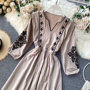 Nuevo estilo Vintage de moda blanco XL mexicano 100% algodón sin mangas completas bordado a mano Floral hasta el suelo Sexy Casual - Product Image 3