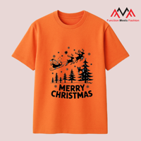 T-shirt décontracté à manches courtes pour homme FMF, imprimé graphique Joyeux Noël, coupe classique, orange vietnamien, TC (T-shirt en terylène-coton)