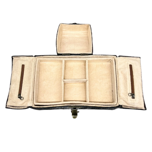 Élégant coffret à bijoux avec fermeture éclair, capacité moyenne, en cuir et rangement organisé, fabriqué en Inde - Product Image 2