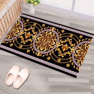 Tapis à motifs grecs noir et or : Tapis de couloir moderne, avec poils doux - Product Image 3