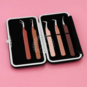 Bulk Fiber Tip Eyelash Extension Tweezer Diamond Grip Moon Curved Fine Tip Classic Volume Lash <b>Tool</b> - Product Image 1