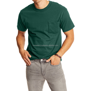 Camiseta para Hombre, Estilo Beefy-T, Tejido Sólido de Poliéster/Algodón, con Bolsillo, Diseño Personalizado, Antiarrugas, Secado Rápido, para Verano - Product Image 4