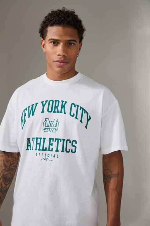 Men's Active New York City Athletics Oversized T-shirts Breathable Drop Shoulder T-Shirts Made in Pakistan