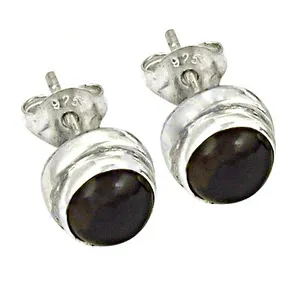 Boucles d'oreilles clous Art Palace minimalistes en argent 925 et onyx, serties clos, forme boule, style vintage, unisexe, pour usage quotidien, cadeau - Product Image 2