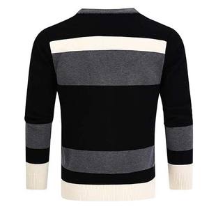Contrast Sleeved Autumn & Winter Sweater <b>Men's</b> Striped <b>Cardigan</b> Custom Color V-neck Wool Cotton <b>Men</b> Sweaters Pullover Breathable - Product Image 3