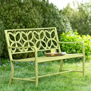 蝴蝶卷轴金属铸铁长凳户外花园古典精加工热卖长凳仿古庭院户外长凳