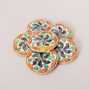 Hot Sale Home Decoration Supplies Round Rattan Cup Coaster Square Cup Placemat <b>Charger</b> <b>Plate</b> Pear Coaster Holder - Product Image 3