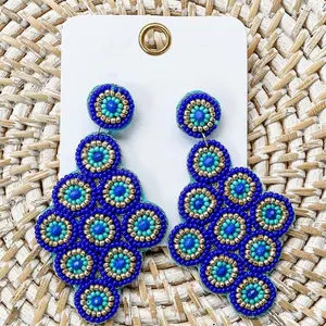 2023 High quality hand made crocheted Seed Bead fashion Multi Color Earrings Artificial Jewelry for Women earrings