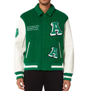 Chaquetas con letras OEM, decoración bordada de lona de alta calidad, cómodas y elegantes mangas de cuero, ligeras, cálidas para invierno - Product Image 1