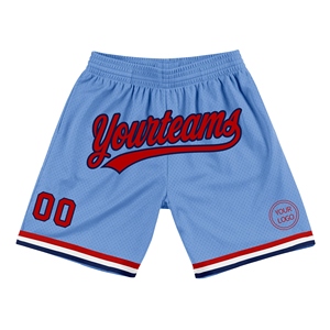 Industrie Direct Engro Sportswear Pantalones cortos de baloncesto Custom Light Blue Red-Navy Authentic Throwback Basketball Shorts - Product Image 1