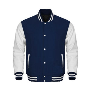 Chaquetas universitarias con cuello levantado y mangas de cuero blanco personalizadas Unisex para hombres, estudiantes, Invierno para hombres, envío DDP - Product Image 5